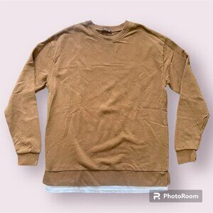 Zara‎ Trafaluc Womens Small Brown Long Sleeve Pullover Oversized Sweatshirt